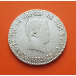 @RARA@ ESPAÑA Rey FERNANDO VII 4 REALES 1823 SP Ceca de BARCELONA Tipo CABEZON MONEDA DE PLATA Spain coin R/1