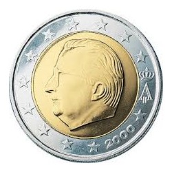 BELGICA 2 EUROS 2000 REY ALBERTO @DISEÑO TIPO 1@ MONEDA BIMETALICA SIN CIRCULAR Belgium Belgique