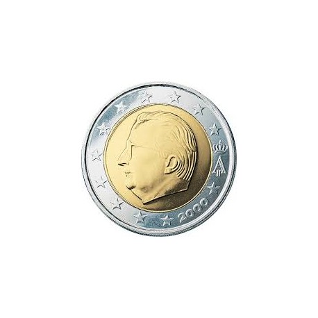 BELGICA 2 EUROS 2000 REY ALBERTO @DISEÑO TIPO 1@ MONEDA BIMETALICA SIN CIRCULAR Belgium Belgique