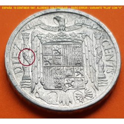 ESPAÑA 10 CENTIMOS 1941 FRANCO SIN CIRCULAR JINETE ALUMINIO 1