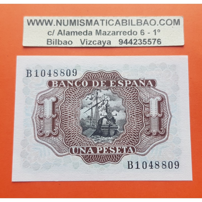 ESPAÑA 1 PESETA 1953 MARQUES DE SANTA CRUZ Serie B Pick 144 BILLETE PLANCHA SIN CIRCULAR Spain banknote