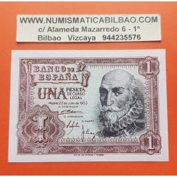 ESPAÑA 1 PESETA 1953 MARQUES DE SANTA CRUZ Serie B Pick 144 BILLETE PLANCHA SIN CIRCULAR Spain banknote