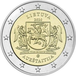 LITUANIA 2 EUROS 2020 Región de AUKSTAITIJA 1ª MONEDA CONMEMORATIVA SC BIMETALICA Lietuva