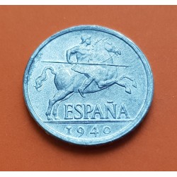 ESPAÑA 5 CENTIMOS 1940 FRANCO SIN CIRCULAR JINETE ALUMINIO 1