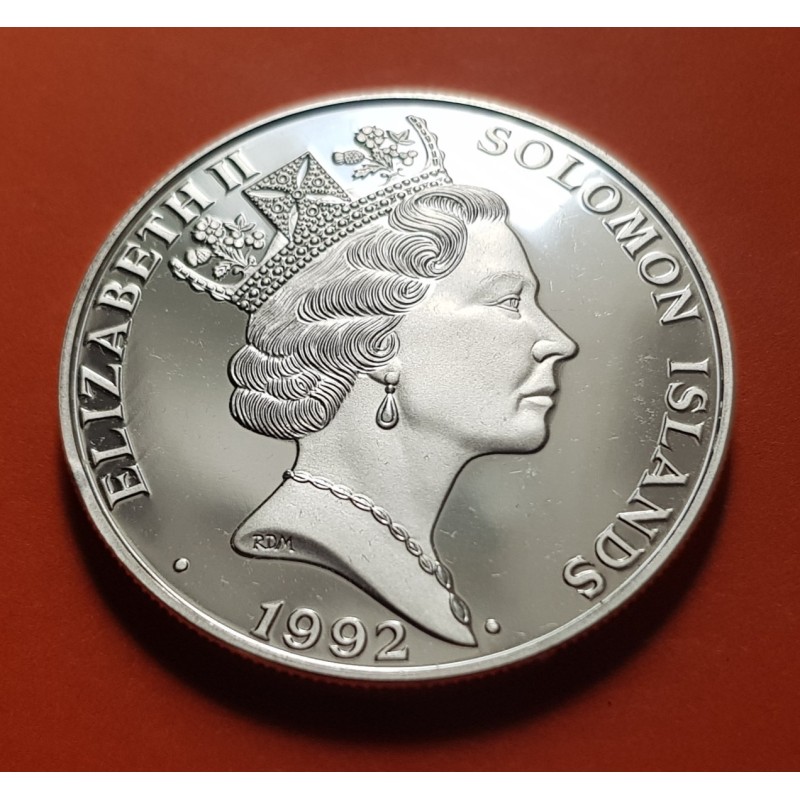 SOLOMON 10 DOLAR 1992 COCODRILO ENDANGERED WILDLIFE KM.51 MONEDA DE PLATA PROOF Salomon Islands 10 Dollars