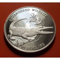 SOLOMON 10 DOLAR 1992 COCODRILO ENDANGERED WILDLIFE KM.51 MONEDA DE PLATA PROOF Salomon Islands 10 Dollars
