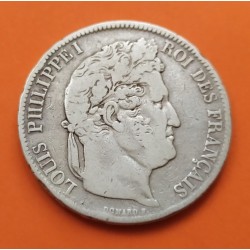 FRANCIA 5 FRANCOS 1841 W Ceca de LILLE Rey LOUIS PHILIPPE I KM.749.13 MONEDA DE PLATA MBC- Republique Francaise