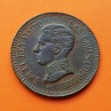 .ESPAÑA MEDALLA DE COBRE modulo 5 CENTIMOS 1904 Rey ALFONSO XIII VISITO LAS CAVAS CODORNIU EBC 5 gramos 25 mm.