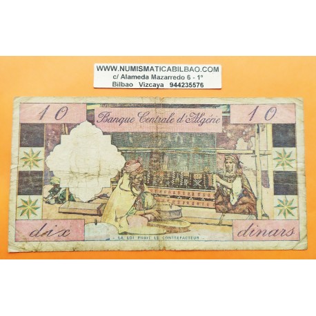 @RARO@ ARGELIA 10 DINARES 1964 BUITRES y MONTAÑA Pick 123 BILLETE MUY CIRCULADO Algeria banknote 5 Dinars PVP NUEVO 250€