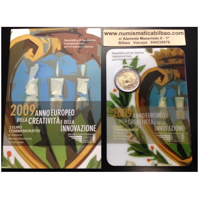 .SAN MARINO 2 EUROS 2009 AÑO DE LA ASTRONOMIA SC MONEDA CONMEMORATIVA EN ESTUCHE