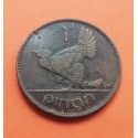 IRLANDA 1 PENIQUE 1928 GALLO KM.3 MONEDA DE COBRE MBC -EIRE 1 Penny copper coin