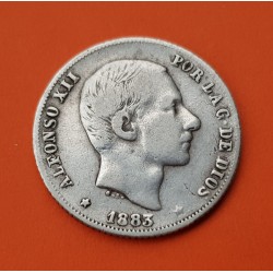 ESPAÑA Rey ALFONSO XII 20 CENTAVOS DE PESO 1883 ISLAS FILIPINAS KM.149 MONEDA DE PLATA MBC- Spain colonial coin