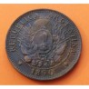 ARGENTINA 2 CENTAVOS 1890 DAMA LIBERTAD KM.33 MONEDA DE BRONCE MBC Latin Monetary Union