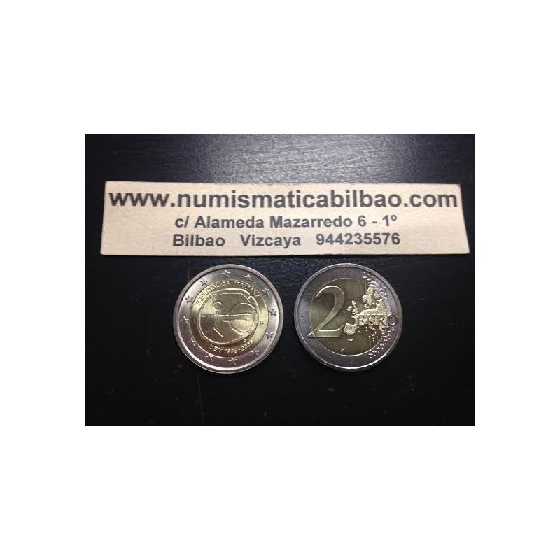 ITALIA 2 EUROS 2009 EMU 10 ANIVERSARIO MONEDA BIMETALICA SC Italy