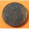 ESPAÑA REINA ISABEL II 5 CENTIMOS DE ESCUDO 1868 OM Ceca de BARCELONA KM.635.1 MONEDA DE COBRE Spain