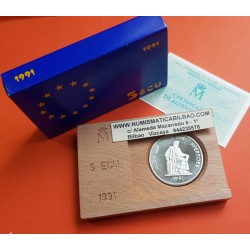 ESPAÑA 5 ECU 1991 AVERROES FILOSOFO PLATA PROOF ESTUCHE