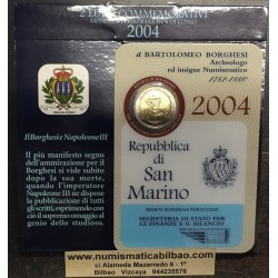 @MUY RARA@ SAN MARINO 2 EUROS 2004 BARTOLOMEO BORGHESI SC MONEDA CONMEMORATIVA EN ESTUCHE BLISTER OFICIAL