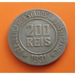 BRASIL 200 REIS 1931 DAMA KM.519 MONEDA DE NICKEL MBC+ República dDos Estados Unidos do Brazil