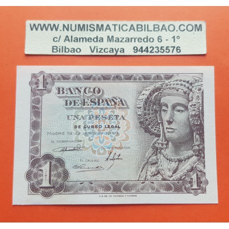 ESPAÑA 1 PESETA 1948 DAMA DE ELCHE Serie D Pick 135 BILLETE SIN CIRCULAR SC PLANCHA Spain UNC BANKNOTE