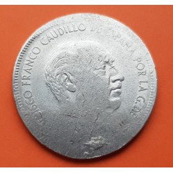 @ERROR ACUÑACION DEFECTUOSA@ ESPAÑA 5 PESETAS 1949 * 19 50 FRANCO MONEDA DE NICKEL MBC ESTADO ESPAÑOL