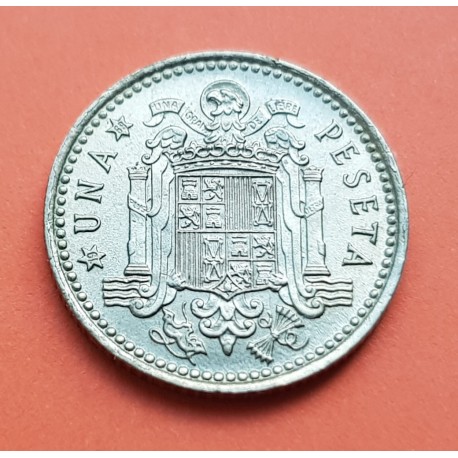 ESPAÑA 1 PESETA 1966 * 19 69 FRANCISCO FRANCO ESTADO ESPAÑOL KM.796 MONEDA DE LATON SC Spain