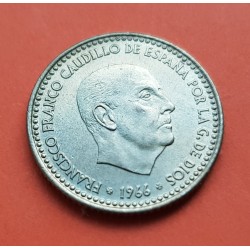 ESPAÑA 1 PESETA 1966 * 19 69 FRANCISCO FRANCO ESTADO ESPAÑOL KM.796 MONEDA DE LATON SC Spain