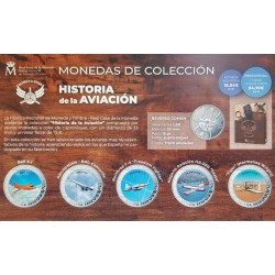 5 monedas + ALBUM GRATIS x ESPAÑA 1ª SERIE 1,50 EUROS 2020 HISTORIA DE LA AVIACION NICKEL SC Edición limitada 7.500 unidades