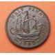 INGLATERRA 1/2 PENIQUE 1962 BARCO VELERO ISABEL II KM.896 MONEDA DE BRONCE EBC- UK Half Penny coin