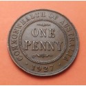 AUSTRALIA 1 PENIQUE 1927 REY JORGE V KM.23 MONEDA DE BRONCE MBC 1 Penny GEORGIUS V