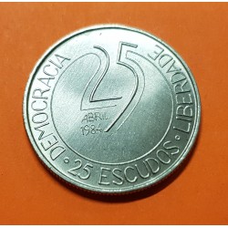 PORTUGAL 25 ESCUDOS 1984 LIBERTAD y DEMOCRACIA 25 de ABRIL KM.623 MONEDA DE NICKEL SC