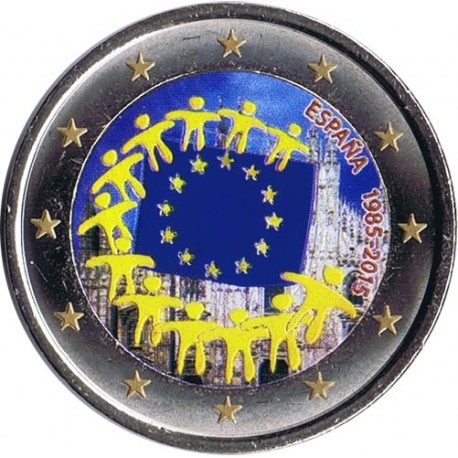 . .2 EUROS 2015 BANDERA EUROPEA ESPAÑA SC Moneda Coin