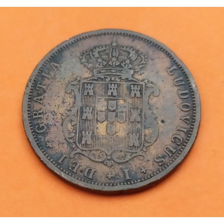 PORTUGAL 5 REIS 1872 Rey LUIS I KM.513 MONEDA DE BRONCE MBC++ Portuguese coin LUDOVICUS I
