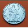 POLINESIA FRANCESA 2 FRANCOS 1991 PAISAJE y DAMA KM.10 MONEDA DE ALUMINIO SC- Polynesie Francaise 1 Franc