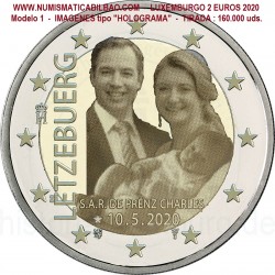 LUXEMBURGO 2 EUROS 2020 @Tipo 1 DISEÑO en HOLOGRAMA@ NACIMIENTO DEL PRINCIPE CHARLES 2ª MONEDA SC 160.000 uds