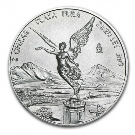 . @TIRADA 5.500 uds.@ MEXICO 2 ONZAS 2020 ANGEL LIBERTAD MONEDA DE PLATA PURA 999 SC silver coin OZ OUNCE