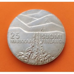 FINLANDIA 25 MARKKAA 1978 JUEGOS DE INVIERNO DE LAHTI ESQUIADOR KM.56 MONEDA DE PLATA SC Finnland silver coin