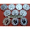10 monedas x INGLATERRA 5 LIBRAS 2016+2017+2018+2019+2020+2021 QUEEN'S BEASTS PLATA LEON GRIFFIN DRAGON UNICORNIO... 2 ONZAS OZ