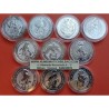 10 monedas x INGLATERRA 5 LIBRAS 2016+2017+2018+2019+2020+2021 QUEEN'S BEASTS PLATA LEON GRIFFIN DRAGON UNICORNIO... 2 ONZAS OZ