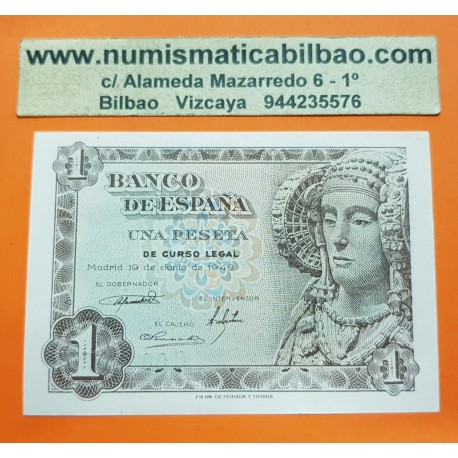 ESPAÑA 1 PESETA 1948 DAMA DE ELCHE Serie C Pick 135 BILLETE SIN CIRCULAR SC PLANCHA Spain PROCEDE DE TACO ORIGINAL FNMT