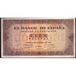 ESPAÑA 100 PESETAS 1938 BURGOS CASA DEL CORDON Serie D 6888376 Pick 113 BILLETE EBC Spain banknote