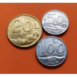3 monedas x SAN MARINO 20+50+100 LIRAS 1991 ALBERONI GARIBALDI NAPOLEON KM.265 a 267 ACERO y LATON
