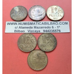 REPUBLICA ESPAÑOLA 1 PESETA 1937 DAMA y UVAS SC LATON ESPAÑA
