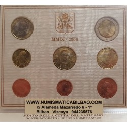 VATICANO CARTERA OFICIAL EUROS 2009 BU SET PAPA BENEDICTO XVI 1+2+5+10+20+50 CENTIMOS 1 EURO + 2 EUROS 2009 SC Divisionale