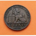 BELGICA 2 CENTIMOS 1905 DES BELGES LEON EPOCA DEL REY LEOPOLDO II KM.35.1 MONEDA DE COBRE MBC Belgium 2 Cents