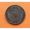 BELGICA 2 CENTIMOS 1905 DES BELGES LEON EPOCA DEL REY LEOPOLDO II KM.35.1 MONEDA DE COBRE MBC Belgium 2 Cents