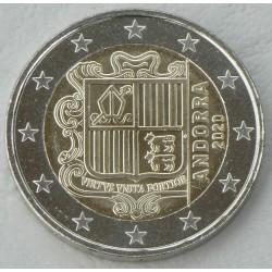 ANDORRA 2 EUROS 2020 ESCUDO NACIONAL MONEDA BIMETALICA @NO CONMEMORATIVA@ SC TIPO NORMAL LA DE CIRCULACION