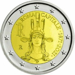 .@ENVIO INMEDIATO@ ITALIA 2 EUROS 2021 ROMA 150 AÑOS COMO CAPITAL DEL ESTADO SC 1ª MONEDA CONMEMORATIVA Italy