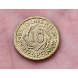 ALEMANIA 10 RENTENPFENNIG 1924 F CEREALES República del WEIMAR KM.40 MONEDA DE LATON SC- Germany DEUTSCHES REICH