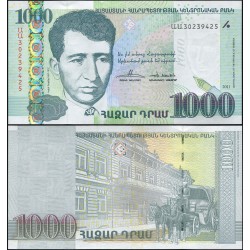 ARMENIA 1000 DRAMS 2011 YEGISHE CHARENS y DILIGENCIA DE CABALLOS Pick 55 BILLETE SC Armenien UNC BANKNOTE