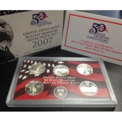 2007 UNITED STATES MINT 50 STATE QUARTERS 25 CENTAVOS SILVER PROOF SET 5 x 25 CENTAVOS PLATA Estados Unidos